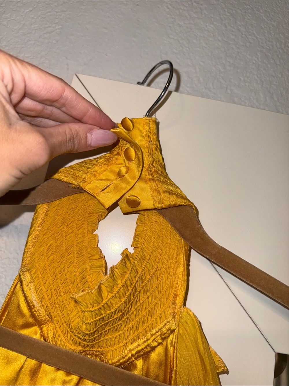 bebe Golden Yellow Ruffle Halter Top - Picture 4 of 8